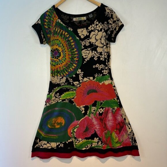 Desigual Cotton Dress Beautiful Wearable Art Size small - Picture 2 of 10